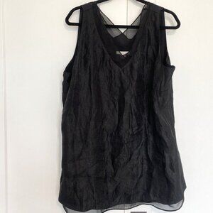 Coldwater Creek Sleeveless Black V-Neck Semi Sheer Tunic Blouse Top Plus Size 2X